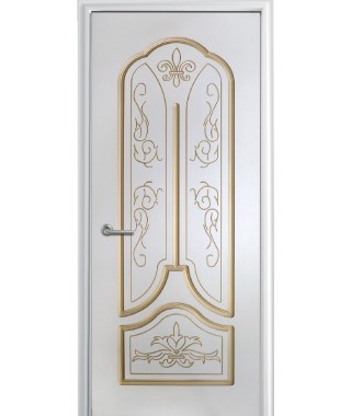 Дверь с ПВХ покрытием Александрия ДГ (Софт белый/патина)